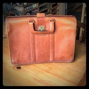Vintage Leather Coach Briefcase with Lock